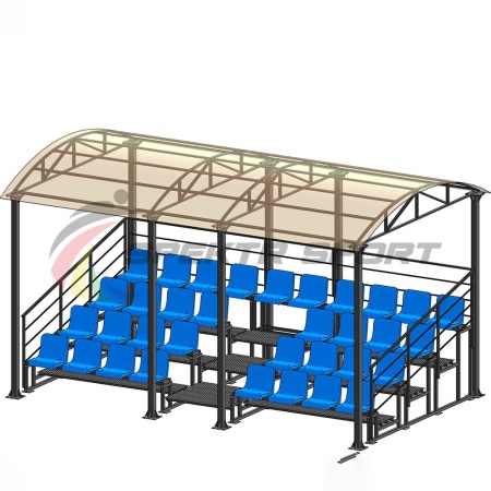 Купить Трибуна для зрителей 4 ряда на 34 места с навесом и перилами в Мончегорске 